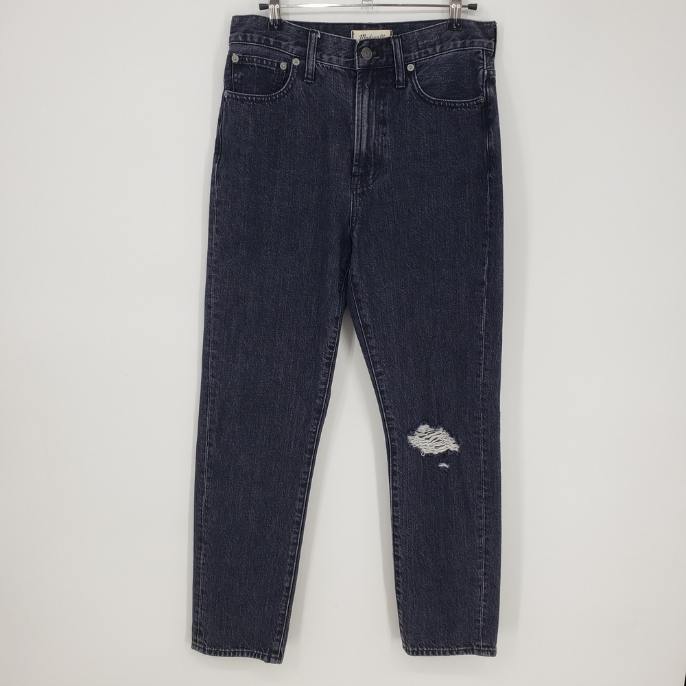 Madewell The‎ Perfect Vintage Jean Black Wash Distressed Tapered Womens Size 27
